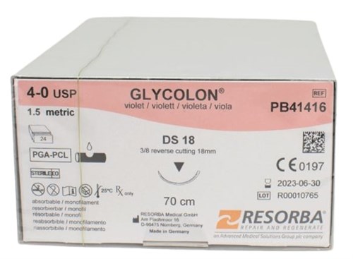 GLYCOLON RESORBA 4-0 70CM VIOLET NAALD DS18 24ST